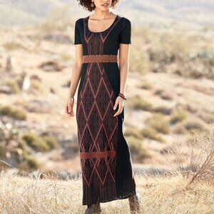 Peruvian Connection Geometric Print Knit Maxi Dress